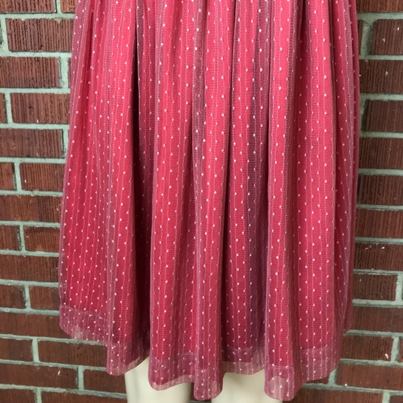 Fossil Red Swiss Dot Netting Swing Cocktail Dress - Picture 5 of 7